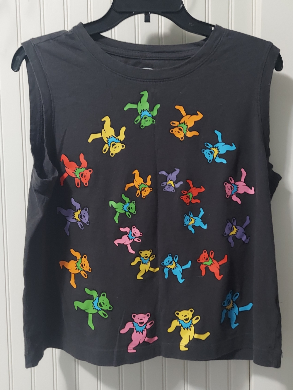 Old Navy Black Muscle Tee with Neon Dancing Bears
